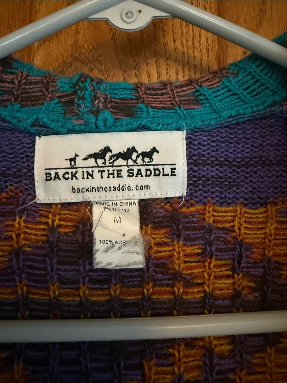Aztec Hooded Open-Front Cardigan in Teal & Purple